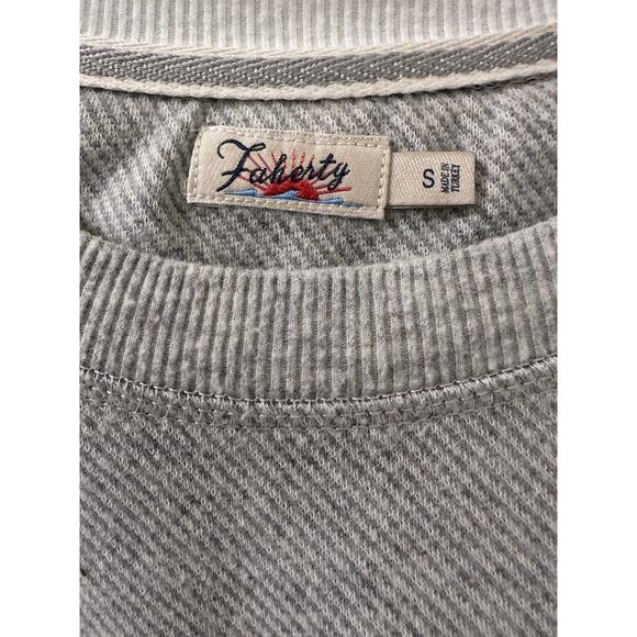 Faherty Coastal Gray Striped Long Sleeve Sweatshirt Pullover Women's Timeless, S - Picture 2 of 8